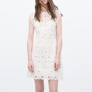 Zara cut out white guipure lace crochet stars dress